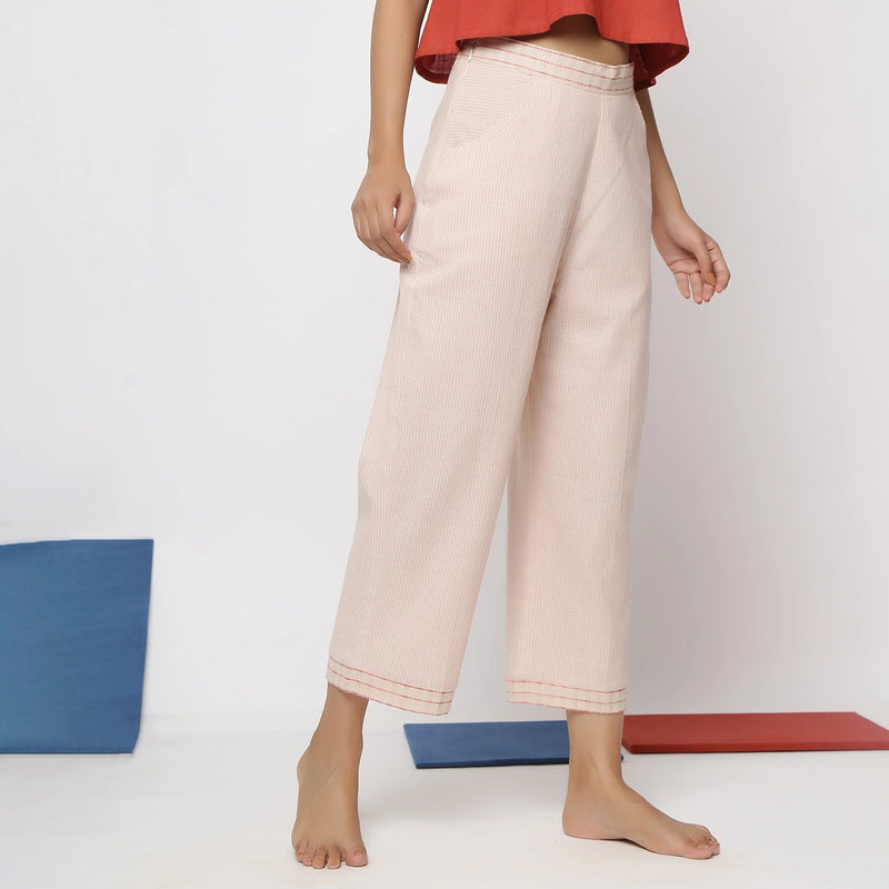 Right View of a Model wearing Vegetable Dyed Wide Legged Culottes
