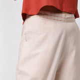 Front Detail of a Model wearing Vegetable Dyed Wide Legged Culottes