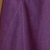 Close View of a Model wearing Violet Handspun Cotton Midi Godet Dress