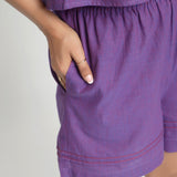 Front Detail of a Model wearing Violet Striped Mangalgiri Cotton Shorts