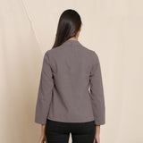Back View of a Model wearing Warm Ash Grey Turtleneck Straight Top
