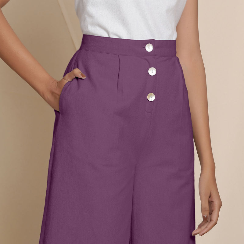 Front Detail of a Model wearing Warm Cotton Flannel Wine Culottes