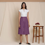 Front View of a Model wearing Warm Cotton Flannel Wine Culottes