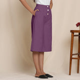 Right View of a Model wearing Warm Cotton Flannel Wine Culottes