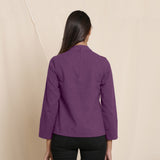 Back View of a Model wearing Warm Grape Wine Turtleneck Straight Top