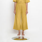 Front View of a Model wearing Light Yellow Vegetable Dyed Wide Legged Pant