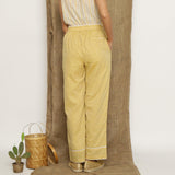 Yellow Handspun Cotton Lace Elasticated High-Rise Pant